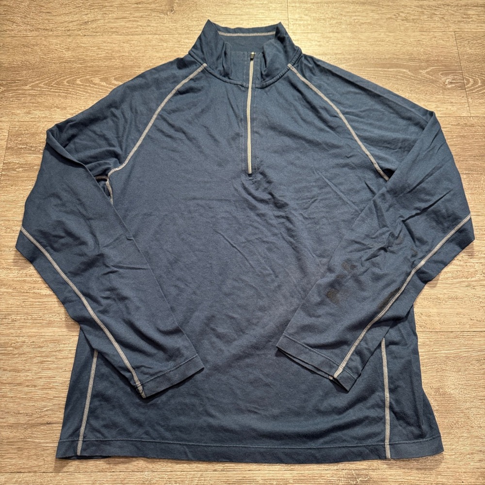 Cloudveil Sweater Mens L Blue Cotton Quarter Zip Base Layer Gorpcore Outdoor